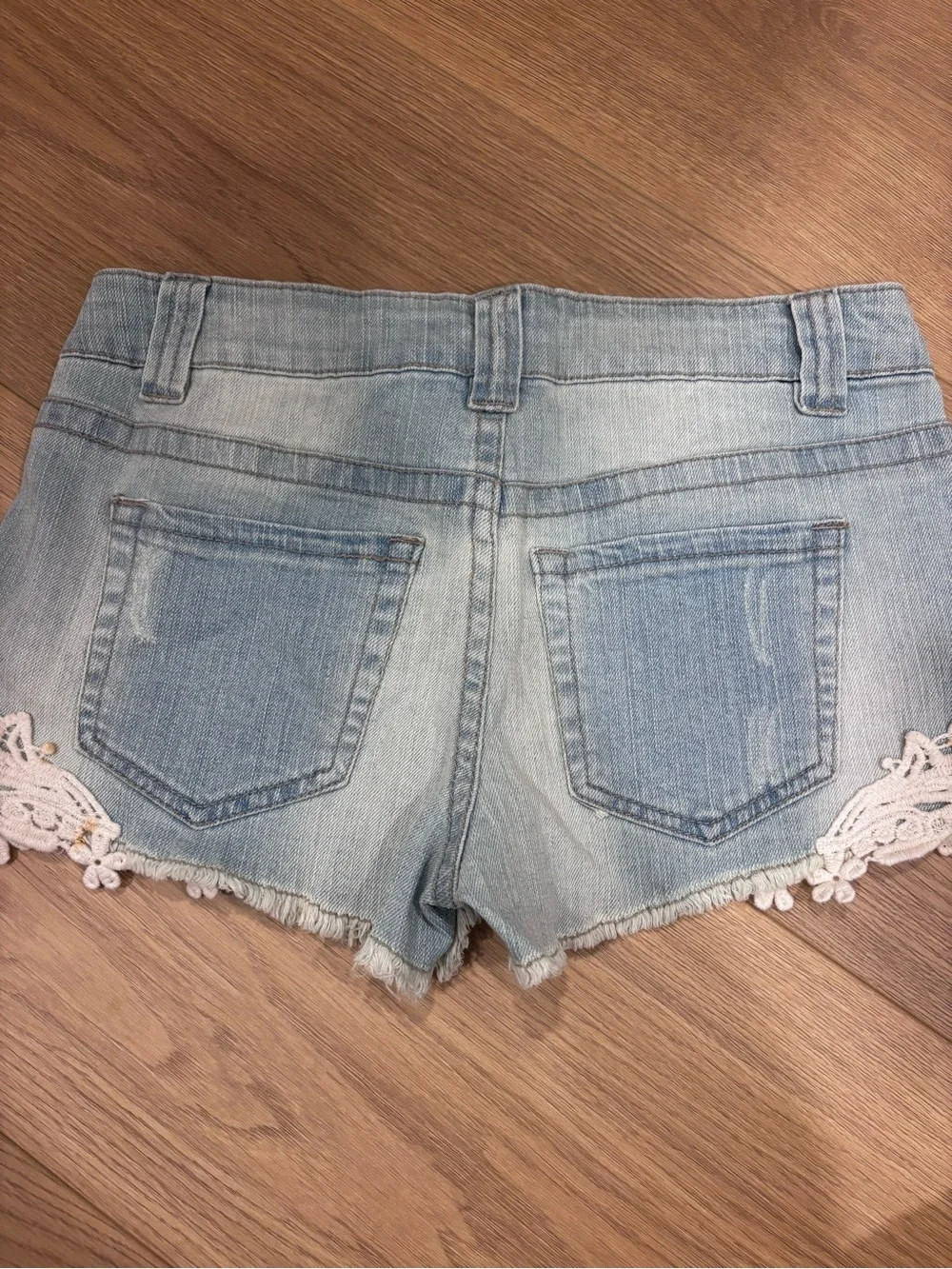 Light Blue Denim lace Trim Women's denim Shorts